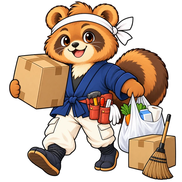 引っ越しや家事を手伝うよろ助のイラスト